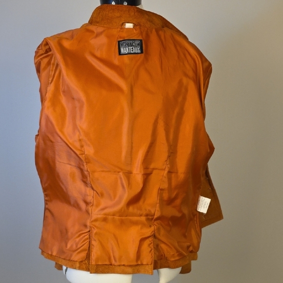 Vintage Manteaux Manteaux Suede Jacket – Genuine Leather in Warm Caramel Brown - Picture 11 of 12